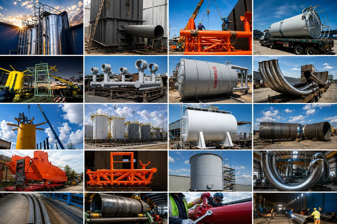 TARRADCO fabrication portfolio — tanks, cranes, pipe spools and structural steel