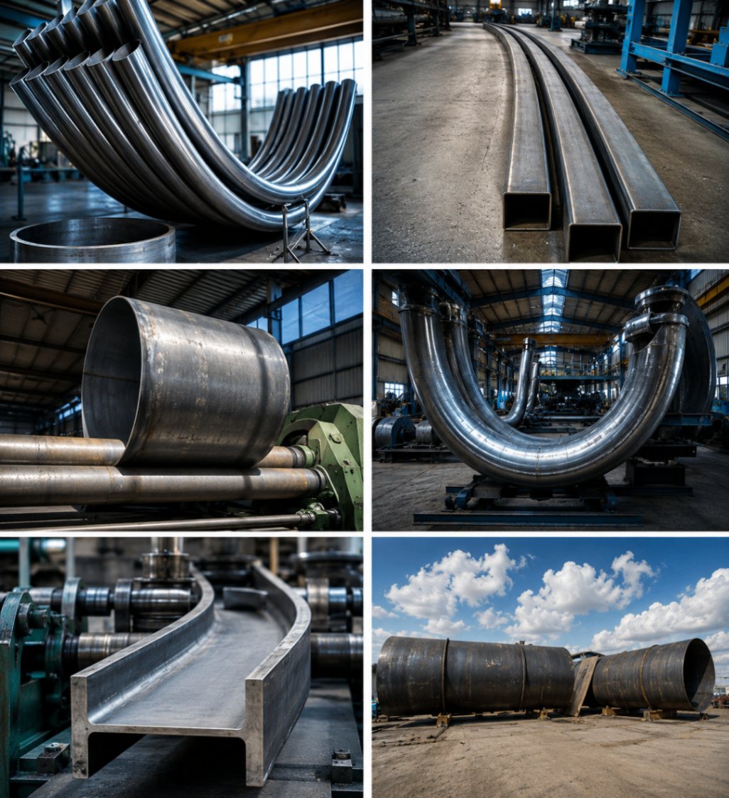 Rolling and bending — heavy pipe elbows, beams and shell courses fabricated by TARRADCO
