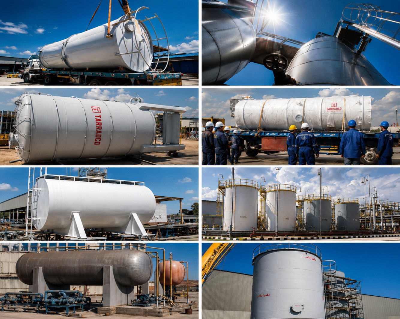 TARRADCO storage tanks and pressure vessels — delivered from Alexandria yard