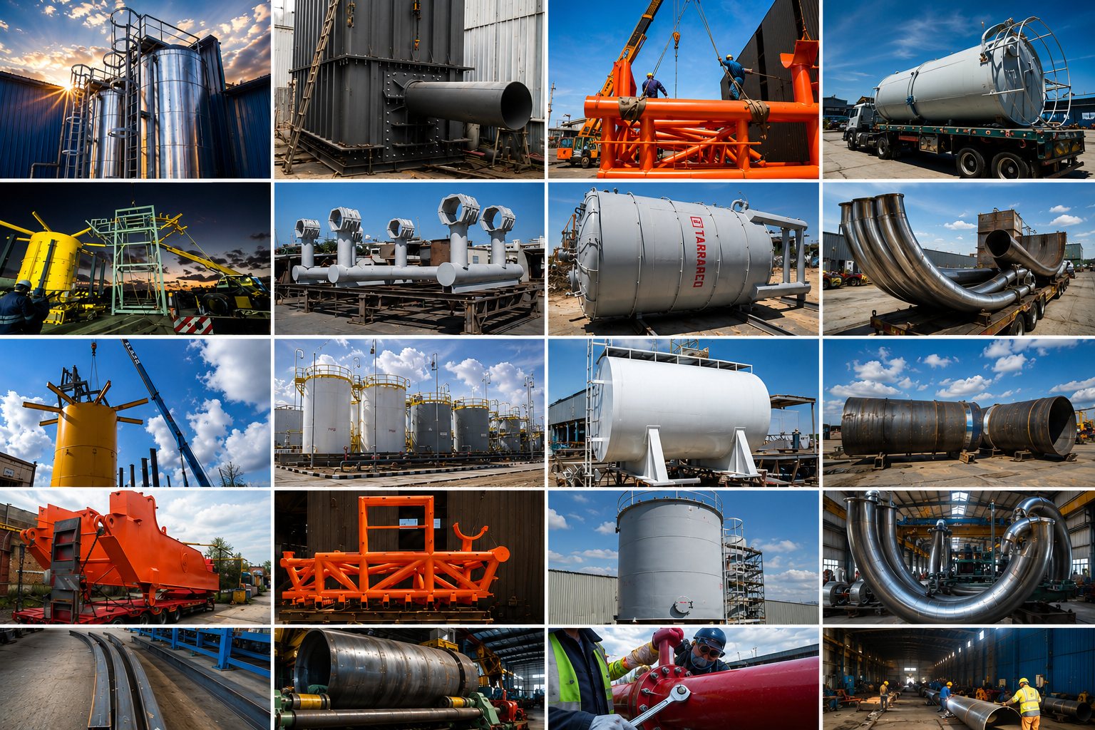 TARRADCO fabrication portfolio — tanks, cranes, pipe spools and structural steel