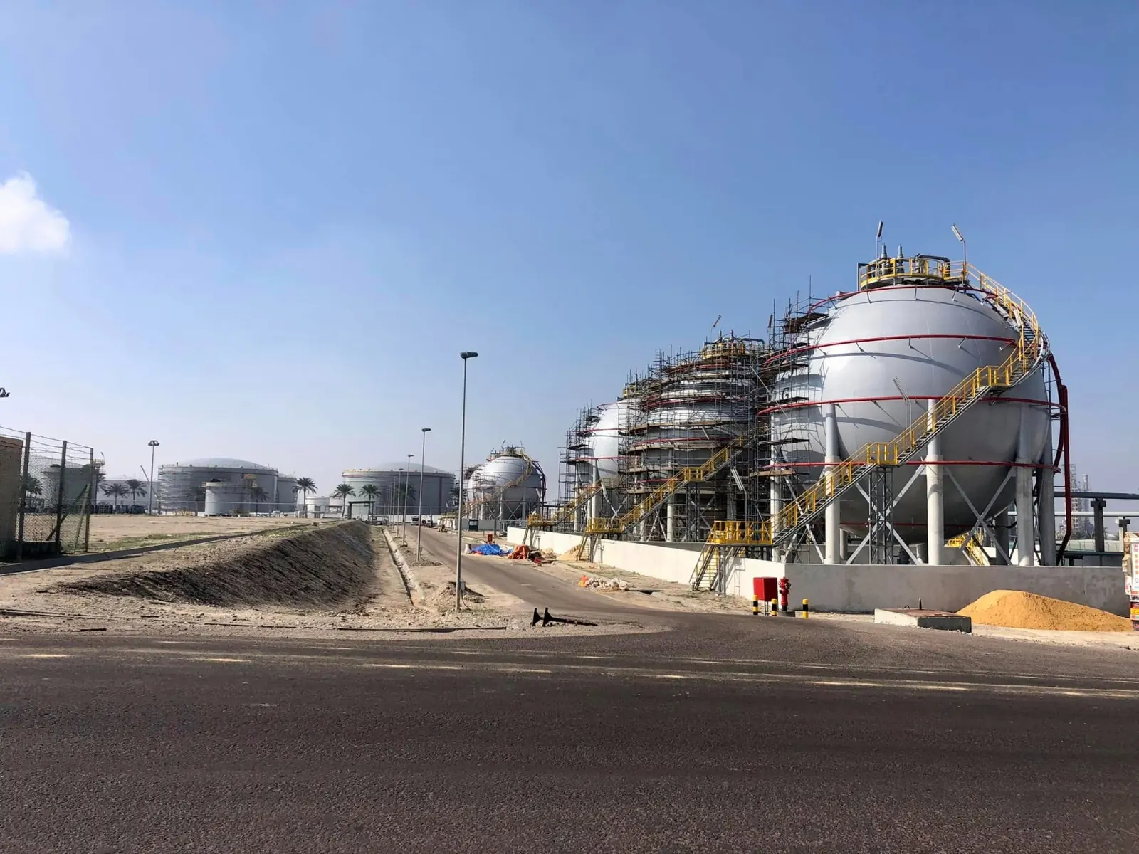 LPG storage spheres erected for a petroleum storage terminal