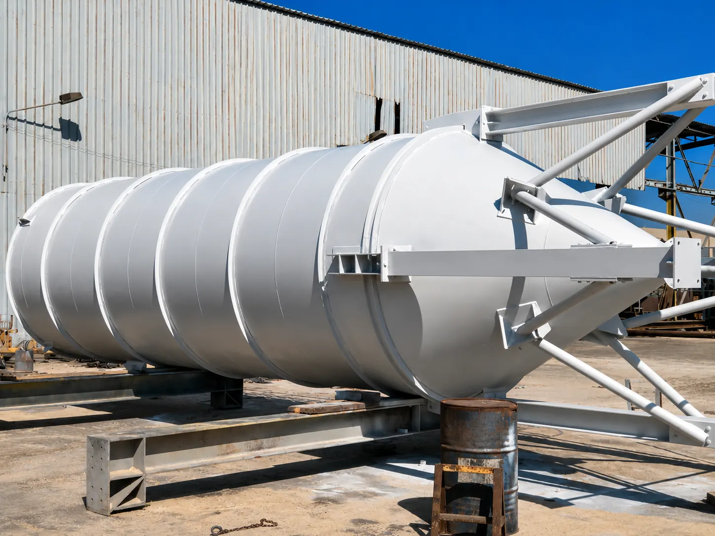 Cone-bottom storage silo fabricated and coated at the TARRADCO yard